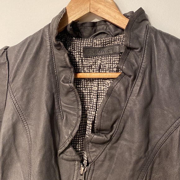 Leather cropped jacket - Picture 2 of 6